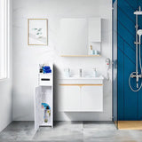NNETM Slim PVC Waterproof Storage Cabinet - Freestanding Organizer in White