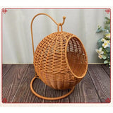 NNETM Imitation Rattan Cat Cage - Hanging Cat Nest with Semi-Enclosed Design