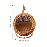 NNETM Imitation Rattan Cat Cage - Hanging Cat Nest with Semi-Enclosed Design