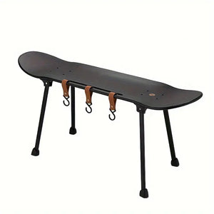 NNETM Black Skateboard Shape Courtyard Camping Table - Foldable & Lightweight