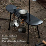 NNETM Black Skateboard Shape Courtyard Camping Table - Foldable & Lightweight