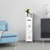 NNETM Slim PVC Waterproof Storage Cabinet - Freestanding Organizer in White