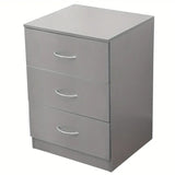 NNETM Modern Gray Bedside Table with 3 Drawers