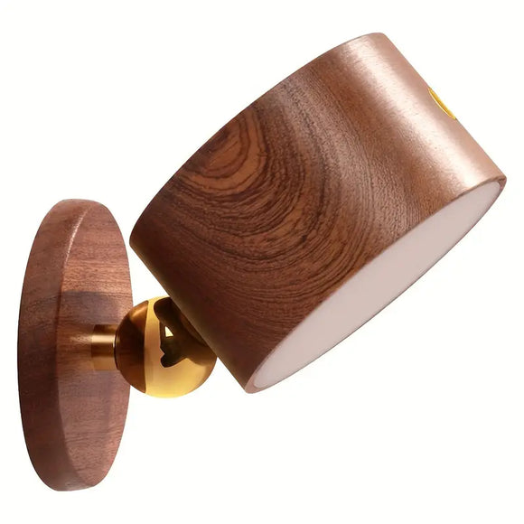 NNETM Wireless Sapele Wood Bedroom Reading Lamp in Sapele Wood color