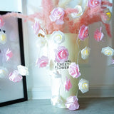 NNETM LED Foam Rose Flower String Lights - Touch-Controlled Small Lantern (Pink & White)