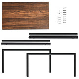 NNECW Industrial Styled C Shaped Side End Table-Brown