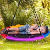 NNECW Colorful Saucer Tree Swing Outdoor Round Platform Swing with Pillow for Kids