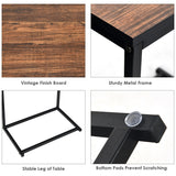 NNECW Industrial Styled C Shaped Side End Table-Brown