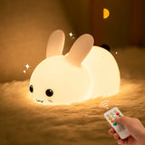 NNETM LED Cute Bunny Night Light - Rechargeable Color Changing Lamp for a Glowing Rabbit Experience- Colorful With Remote