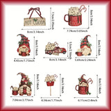 NNETM 24-Piece Dwarf Christmas Red Wooden Hanging Pendants
