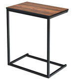 NNECW Industrial Styled C Shaped Side End Table-Brown
