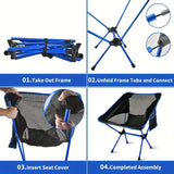 NNETM Ultralight Folding Camping Chair with Side Pocket - Sapphire