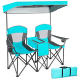 NNECW 2-Person Folding Canopy Chairs with Sun Shade for Beach