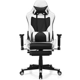 NNECW Adjustable Gaming Chair with Health Massager Lumbar Support-White