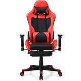 NNECW Adjustable Gaming Chair with Health Massager Lumbar Support-Red