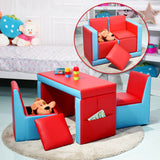 NNECW 2 in 1 Kids Sofa with Storage Space and Wooden Frame-Red