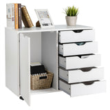 NNECW Mobile Storage Unit with 5 Drawers & Cupboard