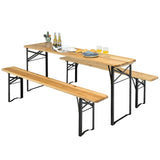 NNECW 3 Pieces Outdoor Folding Picnic Table Bench Set