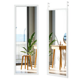 NNECW Wall Mounted Dressing Mirror with Hanging Hooks for Bedroom White