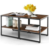 NNECW Set of 2 Industrial Coffee Tables for Living Room Bedroom Hallway