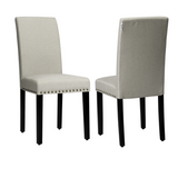 NNECW 2 Pieces Fabric Dining Chairs with Upholstered Seat &amp Nailhead Trim-Beige
