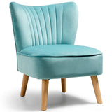 NNECW Velvet Accent Chair with Solid Rubber Wood Legs for Dining Room Green
