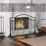 NNECW Single Panel Fireplace Screen with Metal Mesh for Baby or Pet Safe