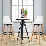 NNECW 2Pcs PU Leather Bar Stools with Round Metal Footrest-White