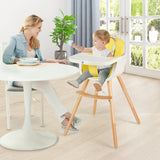 NNECW 3 in 1 Baby High Chair with Adjustable Legs and Tray for Dining-Yellow