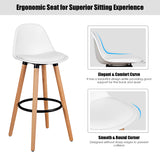 NNECW 2Pcs PU Leather Bar Stools with Round Metal Footrest-White