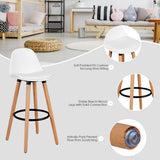 NNECW 2Pcs PU Leather Bar Stools with Round Metal Footrest-White