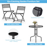NNECW Outdoor Bistro Table Set with Round Black Tempered Glass Tabletop