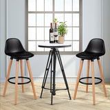 NNECW 2Pcs PU Leather Bar Stools with Round Metal Footrest-Black