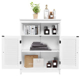 NNECW Wooden Storage Cabinet with Lamellar Doors and Shelf for Bathroom