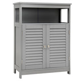 NNECW Storage Cabinet with Lamellar Doors and Shelf for Bathroom