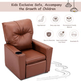 NNECW Adjustable Kids Lounge with Armrest and High Backrest-Brown