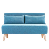 NNEDPE Sarantino Adjustable Corner Sofa 2-Seater Lounge Linen Bed Seat - Blue