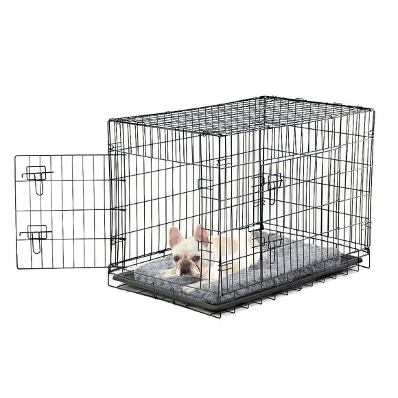 NNEIDS Pet Dog Cage Crate Metal Carrier Portable Kennel With Bed 30
