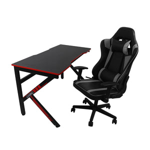 NNEIDS Gaming Chair Desk Computer Gear Set Racing Desk Office Laptop Chair Study Home K shaped Desk Silver Chair