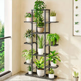 NNETM Heightened Dark Gray Metal Combination Flower Rack - Multi-Pot Succulent Holder