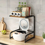 NNETM Multifunctional Microwave Storage Shelf - Kitchen Organizer and Oven Holder- Black