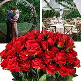 NNETM 12-Piece Realistic Artificial Rose Bouquet - Red Long Stem Roses for Floral Arrangements