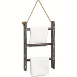 NNETM Rustic Wood Wall Hanging Towel Rack with 3 Tiers - Shabby Chic Style