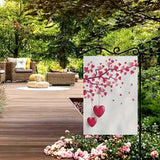 NNETM Valentine's Day Garden Flag - Double-Sided Tree with Paper Leaves & Hanging Hearts Burlap Yard Decor (31.75 x 45.72 cm)
