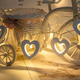 NNETM Romantic LED Heart-Shaped Wooden String Lights - 10 Lights, 4.9ft, Battery-Power(Warm White)ed