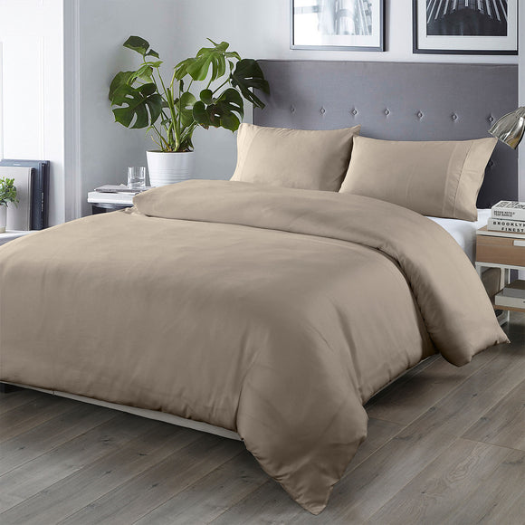 NNEIDS Comfort Blended Bamboo Quilt Cover Sets -Warm Grey-King