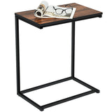 NNECW Industrial Styled C Shaped Side End Table-Brown