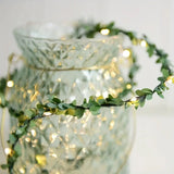 NNETM 5m 50LED Green Leaf String Lights - Battery-Powered Fairy Lights