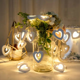NNETM Romantic LED Heart-Shaped Wooden String Lights - 10 Lights, 4.9ft, Battery-Power(Warm White)ed