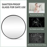NNECW 60cm Round Wall Mirror with Metal Frame for Washroom